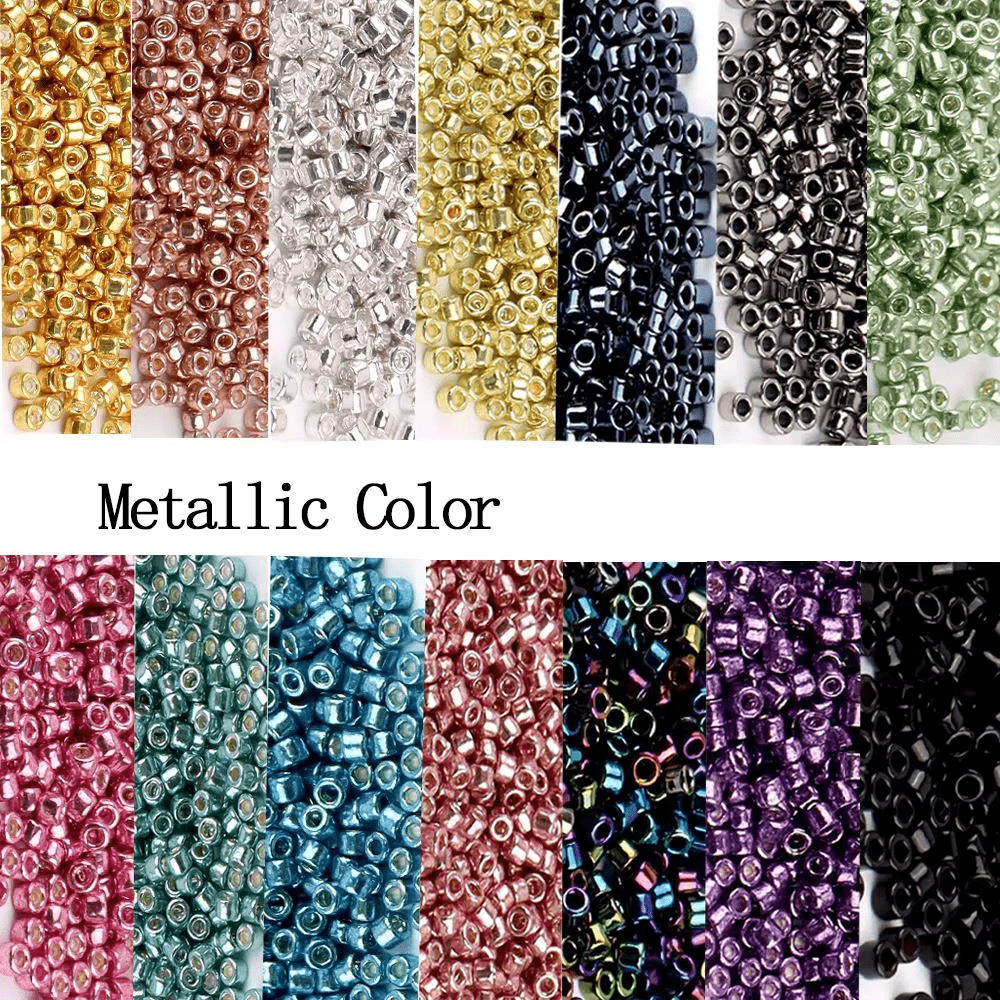 720PCS 2 mm Metallic Glass Seed Beads – DIY Jewelry Making Beads for Bracelets & Necklaces