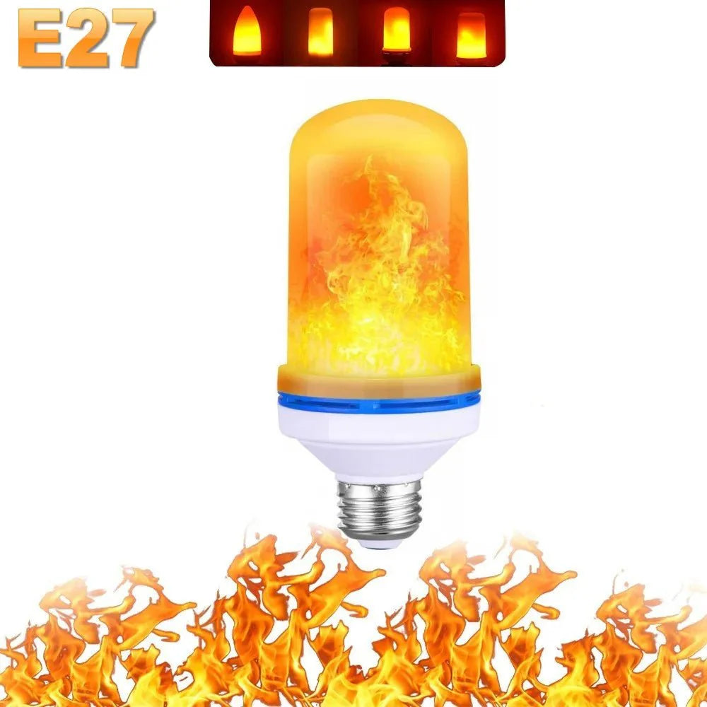 B22/E27 LED Flame Effect Bulb – 4 Modes Flickering Fire Simulation Light