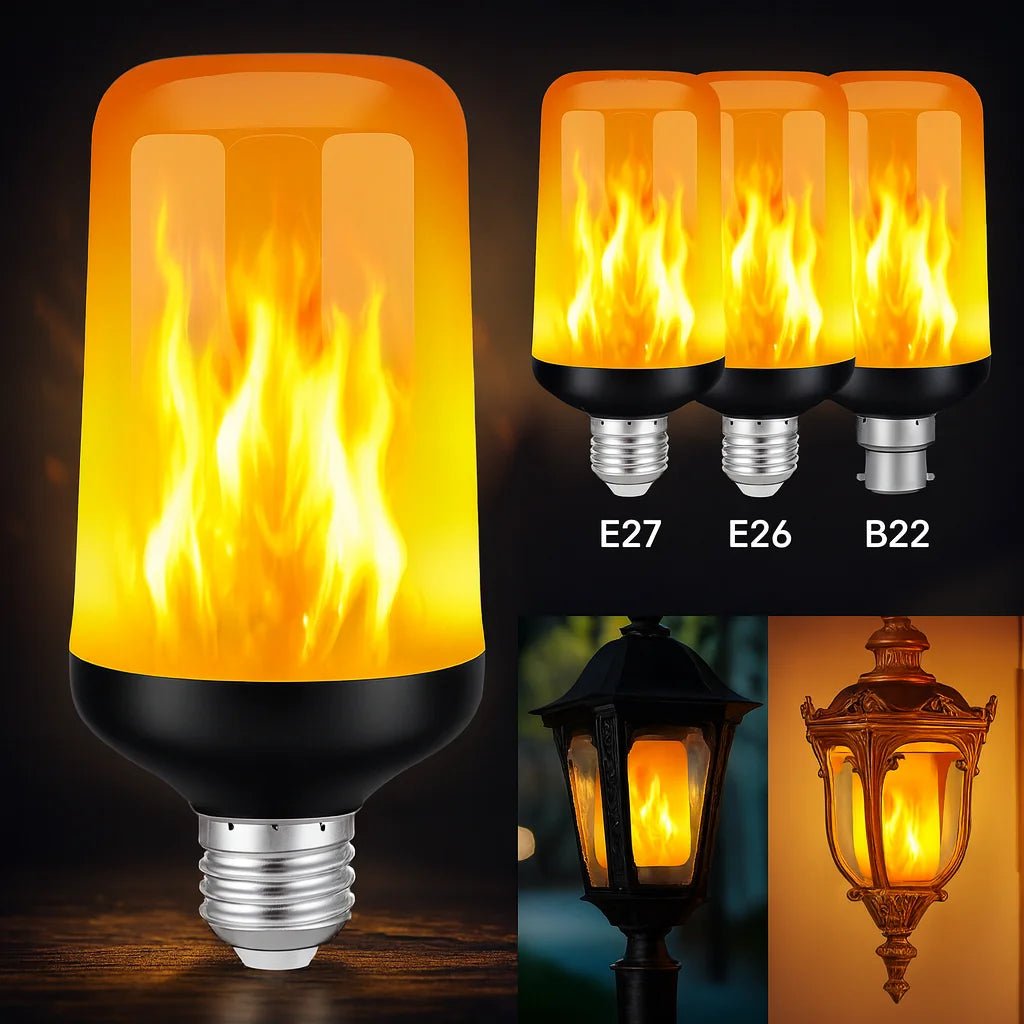 B22/E27 LED Flame Effect Bulb – 4 Modes Flickering Fire Simulation Light - VarietyVibe Shop