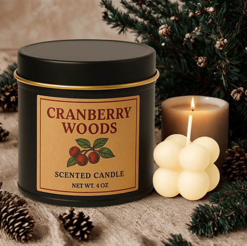 Cranberry Woods Scented Candle – Hand - Poured Soy Candle with Cranberry, Pine & Cedar | Cozy Autumn & Winter Candle Gift - VarietyVibe Shop
