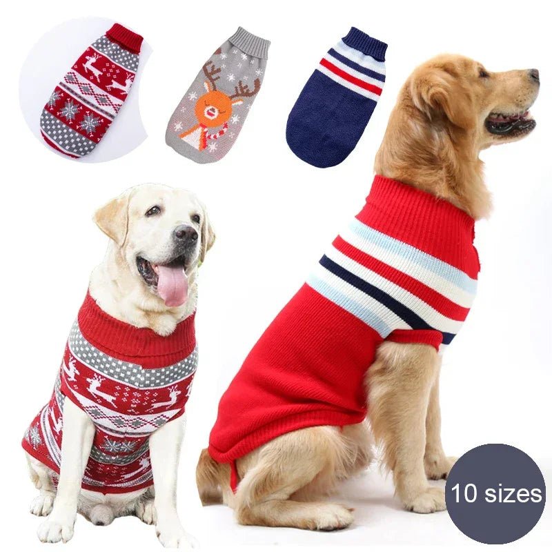 Festive Striped Dog Sweater – Medium & Large - VarietyVibe Shop