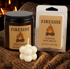 Fireside Scented Candle or Wax Melts – Cozy Smoke, Wood, and Vanilla Aroma – Hand - Poured Soy - VarietyVibe Shop
