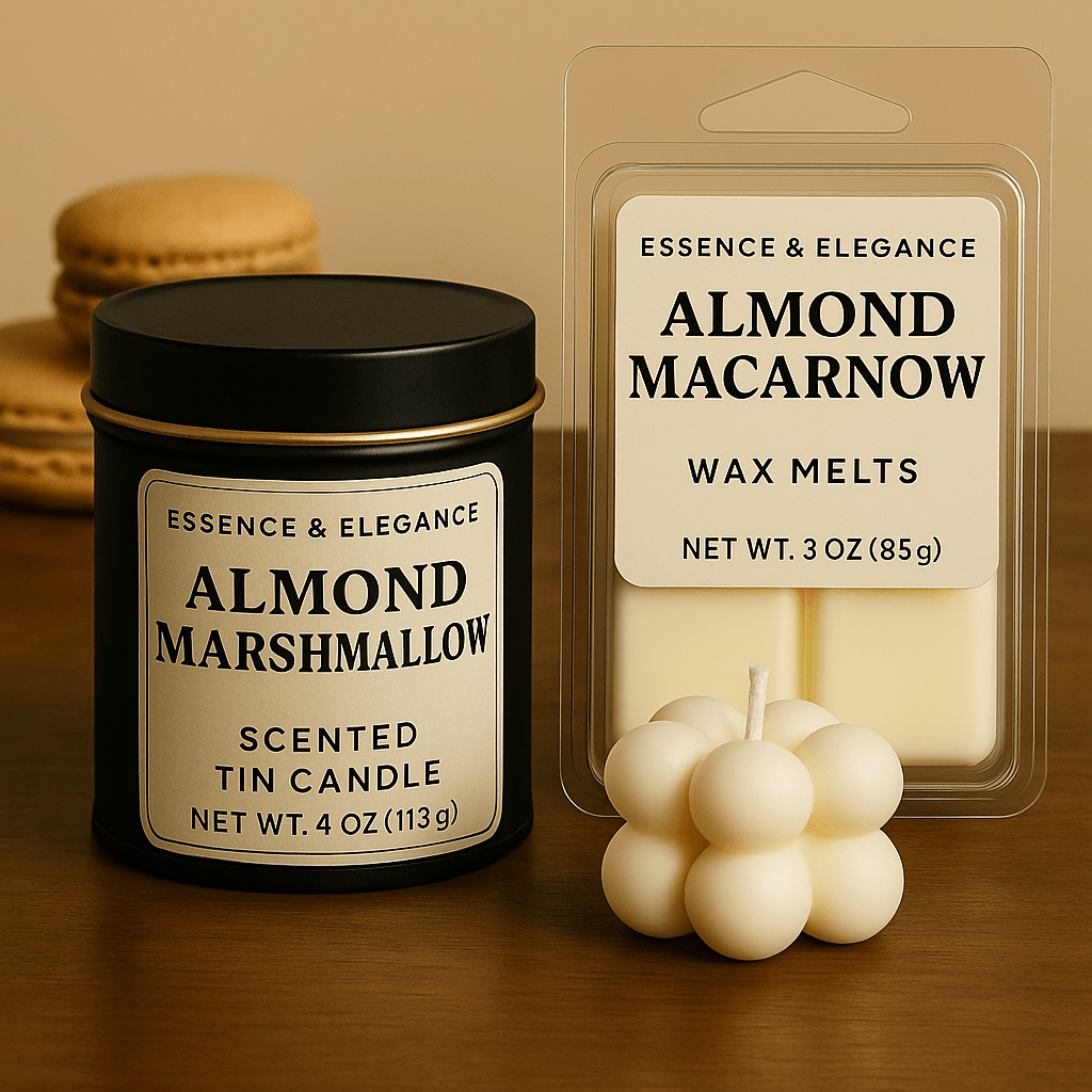 Hand - Poured Soy Candle – Almond Macaron Bakery Scent - FREE Mini Bubble Candle - VarietyVibe Shop