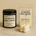 Hand - Poured Soy Candle – Almond Macaron Bakery Scent - FREE Mini Bubble Candle - VarietyVibe Shop