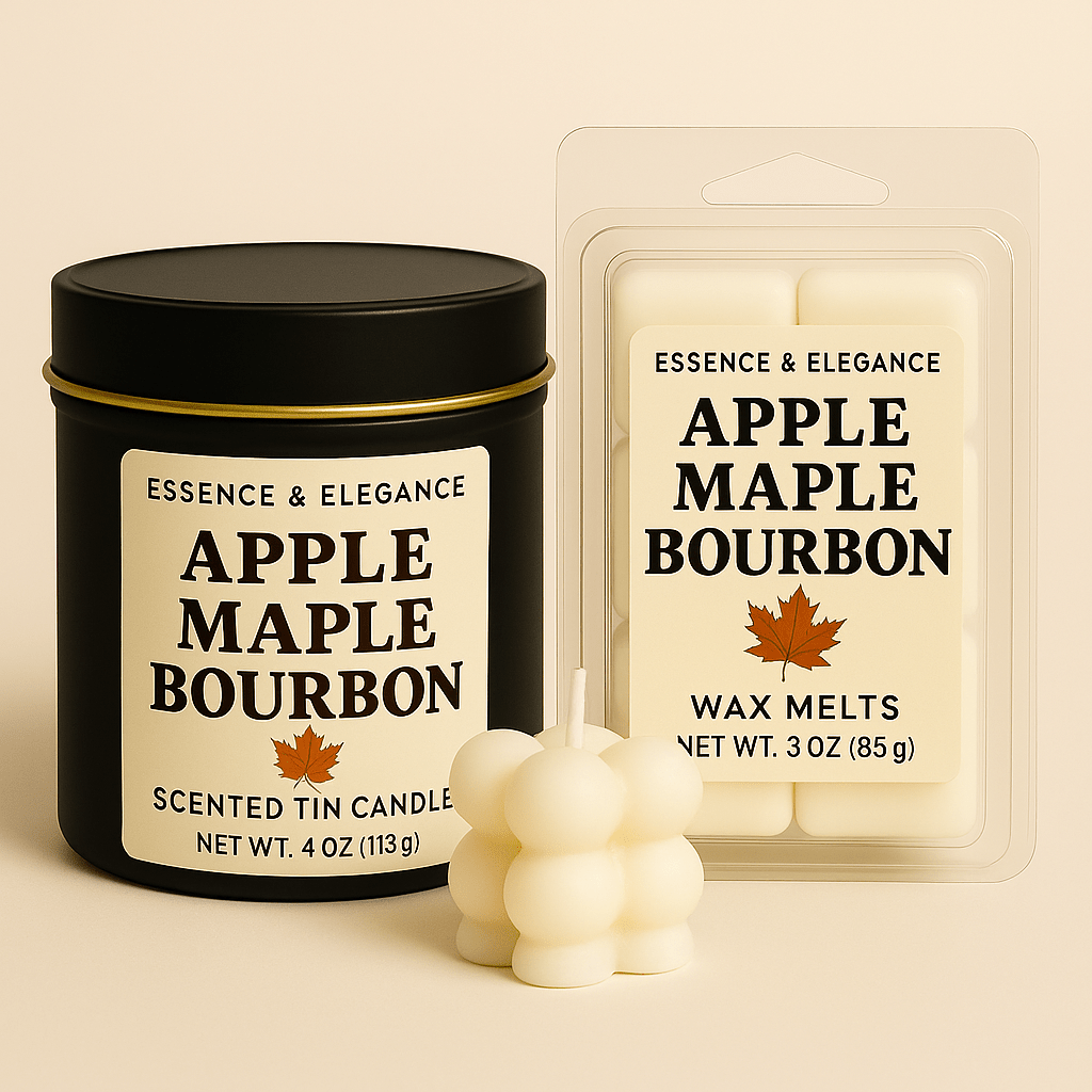 Hand - Poured Soy Candle – Apple Maple Bourbon Bakery Scent - FREE Mini Bubble Candle - VarietyVibe Shop