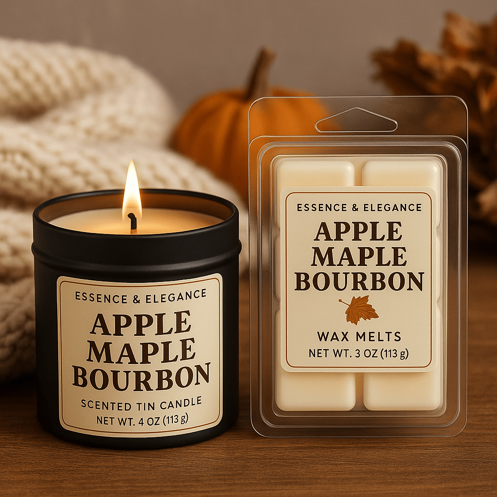 Hand - Poured Soy Candle – Apple Maple Bourbon Bakery Scent - FREE Mini Bubble Candle - VarietyVibe Shop