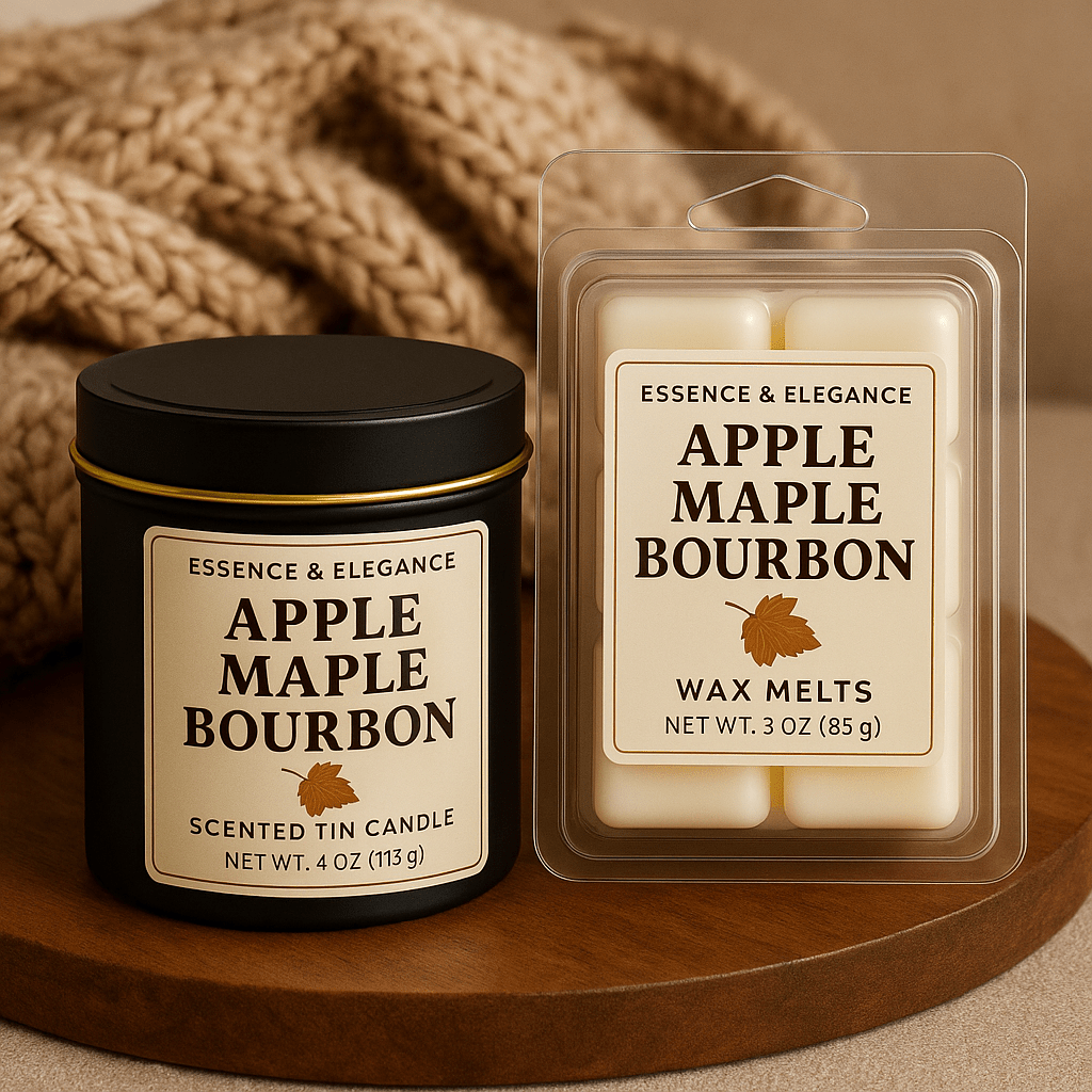 Hand - Poured Soy Candle – Apple Maple Bourbon Bakery Scent - FREE Mini Bubble Candle - VarietyVibe Shop