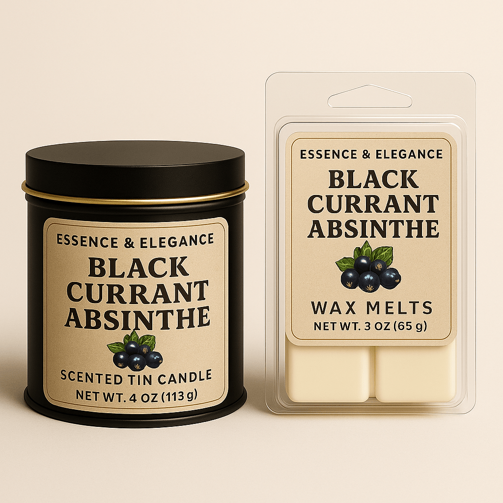 Hand - Poured Soy Candle – Black Currant Absinthe Berry Scent - FREE Mini Bubble Candle - VarietyVibe Shop