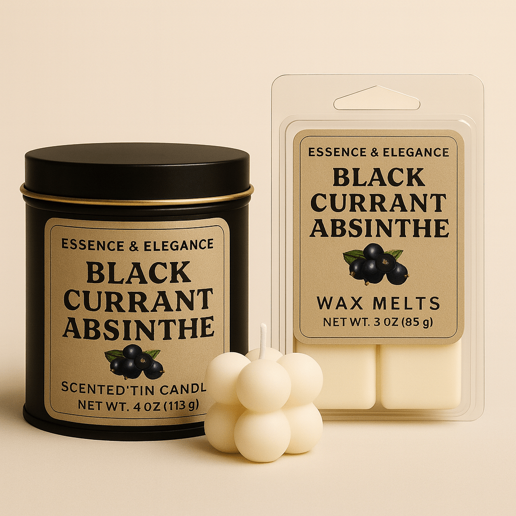 Hand - Poured Soy Candle – Black Currant Absinthe Berry Scent - FREE Mini Bubble Candle - VarietyVibe Shop