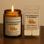 Hand - Poured Soy Candle – Butterscotch and Bourbon Sweet Scent - FREE Mini Bubble Candle - VarietyVibe Shop