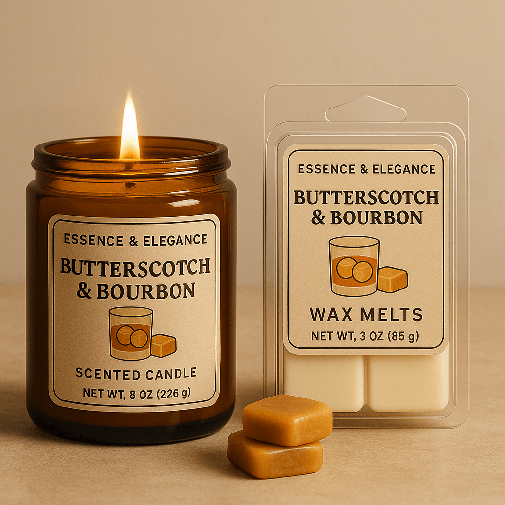 Hand - Poured Soy Candle – Butterscotch and Bourbon Sweet Scent - FREE Mini Bubble Candle - VarietyVibe Shop