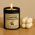 Hand - Poured Soy Candle – Campfire Marshmallow Sweet Scent - FREE Mini Bubble Candle - VarietyVibe Shop
