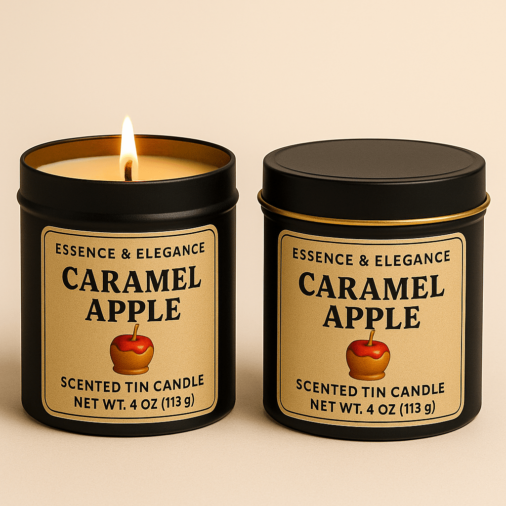 Hand - Poured Soy Candle – Caramel Apple Bakery Scent - FREE Mini Bubble Candle - VarietyVibe Shop