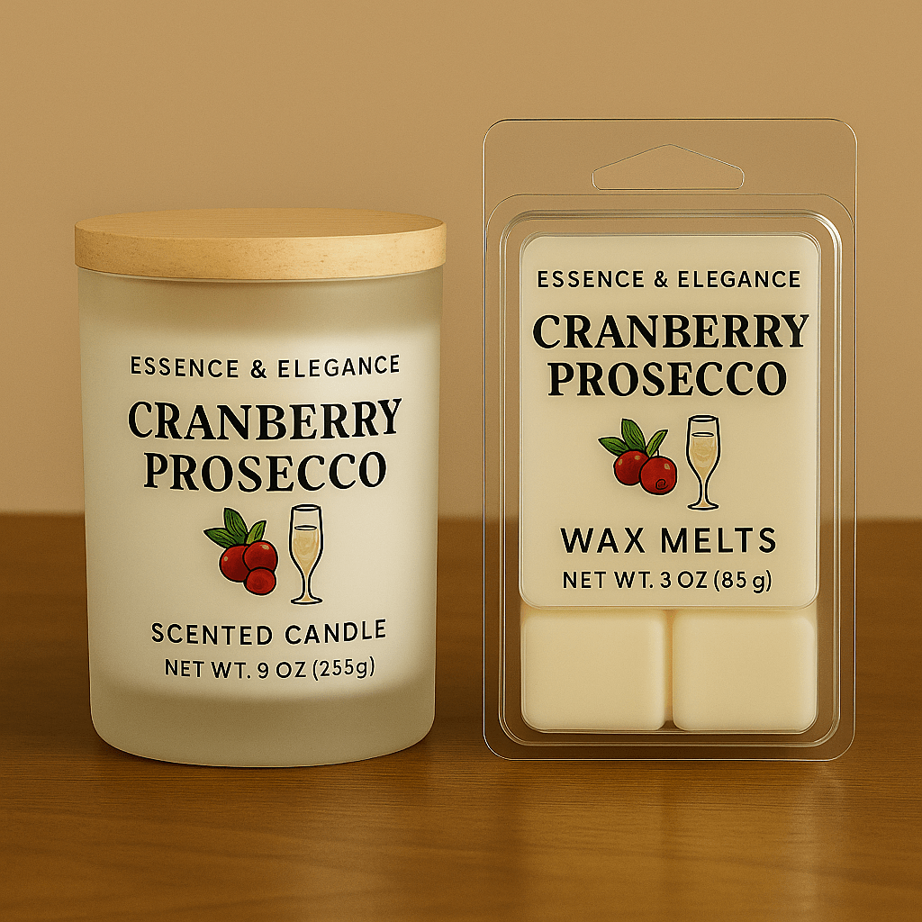 Hand - Poured Soy Candle – Cranberry Prosecco Fruity Scent - FREE Mini Bubble Candle - VarietyVibe Shop