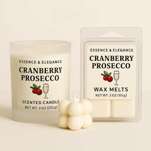 Hand - Poured Soy Candle – Cranberry Prosecco Fruity Scent - FREE Mini Bubble Candle - VarietyVibe Shop