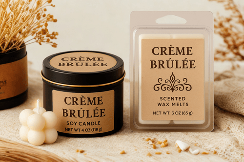 Hand - Poured Soy Candle – Creme Brulee Bakery Scent - FREE Mini Bubble Candle - VarietyVibe Shop