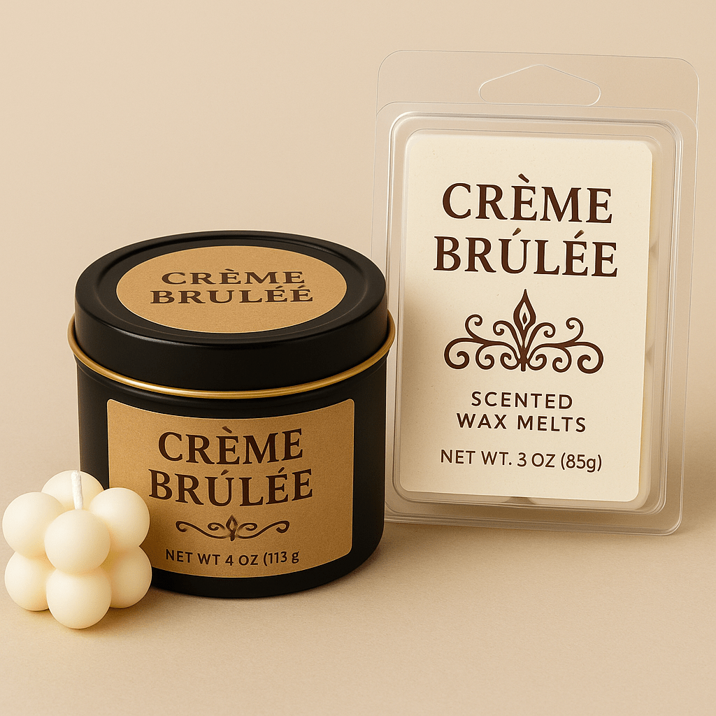 Hand - Poured Soy Candle – Creme Brulee Bakery Scent - FREE Mini Bubble Candle - VarietyVibe Shop