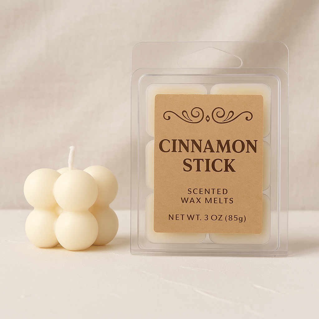Hand - Poured Soy Wax Melt – Cinnamon Stick Bakery Scent - FREE Mini Bubble Candle - VarietyVibe Shop