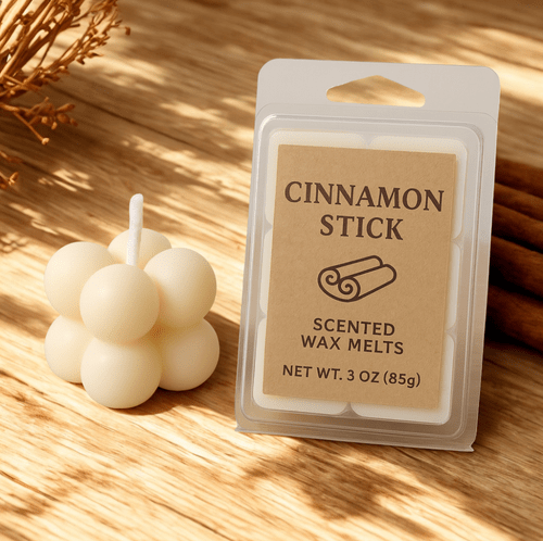 Hand - Poured Soy Wax Melt – Cinnamon Stick Bakery Scent - FREE Mini Bubble Candle - VarietyVibe Shop