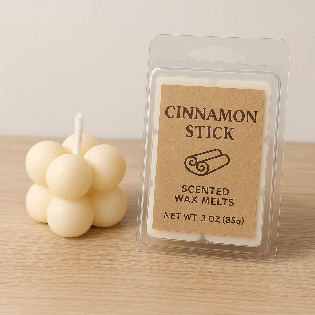 Hand - Poured Soy Wax Melt – Cinnamon Stick Bakery Scent - FREE Mini Bubble Candle - VarietyVibe Shop