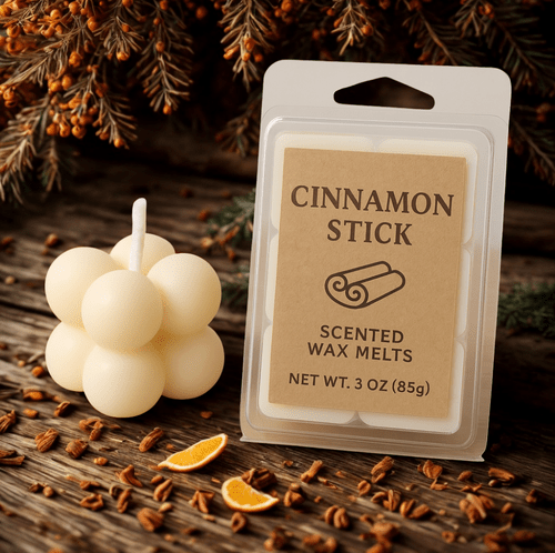 Hand - Poured Soy Wax Melt – Cinnamon Stick Bakery Scent - FREE Mini Bubble Candle - VarietyVibe Shop