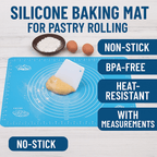 Silicone Baking Mat with Measurements – Non - Stick Reusable Pastry Rolling Pad - VarietyVibe Shop