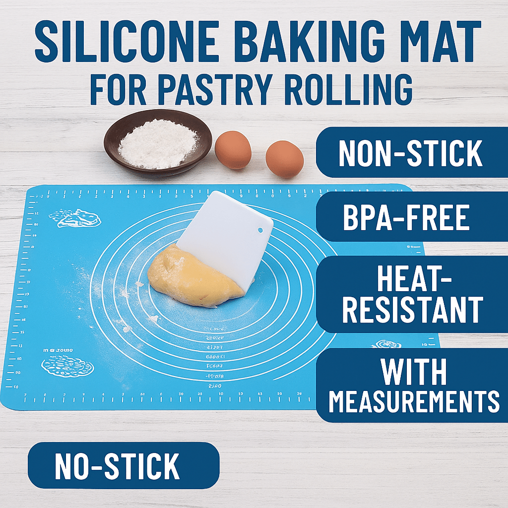 Silicone Baking Mat with Measurements – Non - Stick Reusable Pastry Rolling Pad - VarietyVibe Shop
