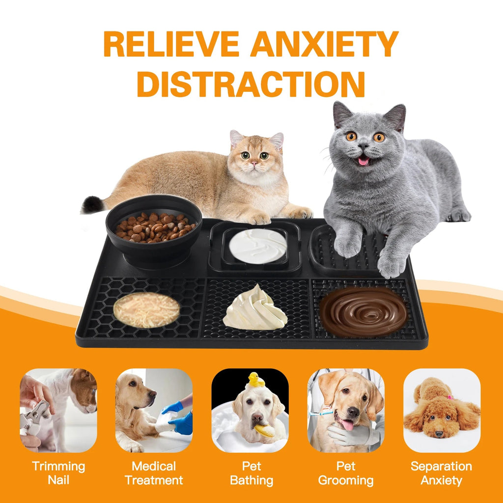 Silicone Dog Licking Pad – 3 - in - 1 Slow Feeder Mat with Suction Cups, BPA - Free - VarietyVibe Shop