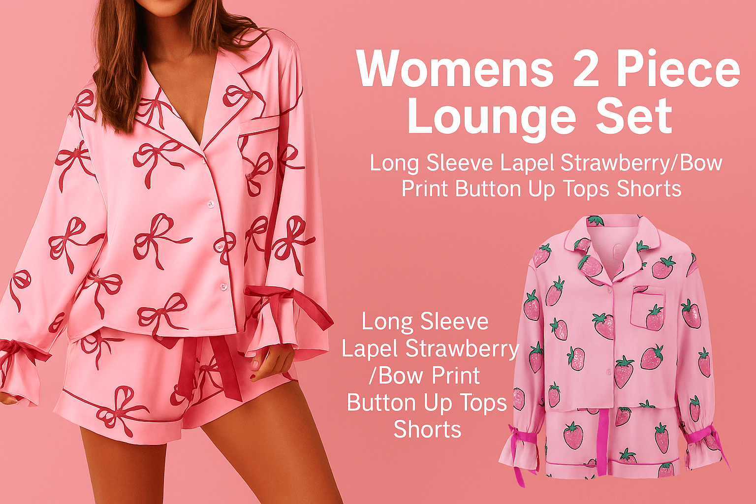 Women’s 2 - Piece Lounge Pajama Set – Long Sleeve Top & Shorts Sleepwear S–XL - VarietyVibe Shop